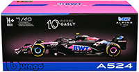 Show product details for Bburago Formula Racing - BWT Alpine A524 #10 Pierre Gasly with Driver Formula One F1 (2024) (1/43 scale diecast model car, Blue/Black/Pink) 18-38220/10