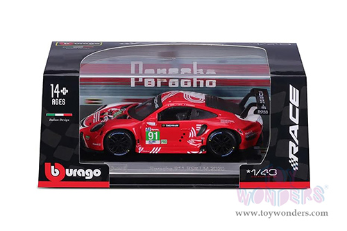 BBurago Race - Porsche 911 RSR #91 Lemans (2020, 1/43 scale diecast model car, White/Red) 18-38308/91