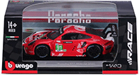 Show product details for BBurago Race - Porsche 911 RSR #91 Lemans (2020, 1/43 scale diecast model car, White/Red) 18-38308/91