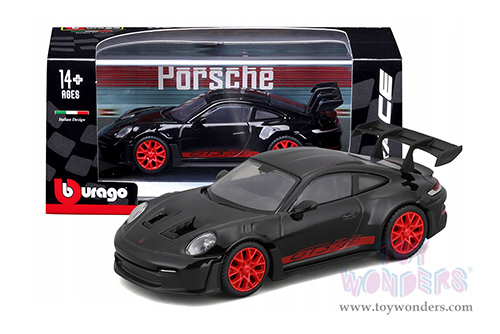 BBurago Race - Porsche 911 GT3 RS (1/43 scale diecast model car, Black/Red) 18-38313BK
