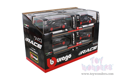 BBurago Race - Porsche 911 GT3 RS (1/43 scale diecast model car, Black/Red) 18-38313BK