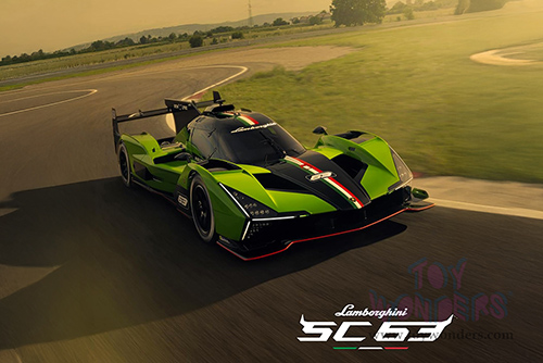 BBurago Race - Lamborghini SC63 #63 IMSA SportsCar 2024 (1/43 scale diecast model car, Green) 18-38315