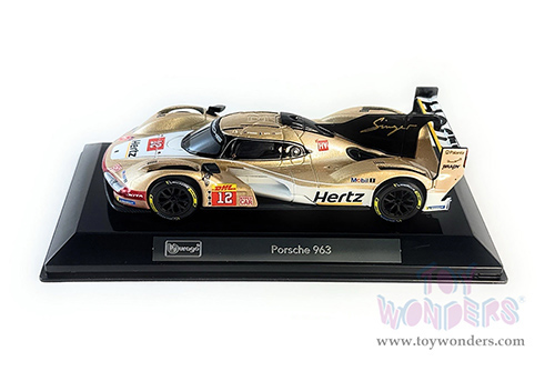 BBurago Race - Porsche 963 #12 Callum Ilott - Will Stevens - Norman Nato "Hertz Team Jota" Hypercar Team Winner "FIA World Endurance Championship" 2024 (1/43 scale diecast model car, Gold/White) 18-38317/12