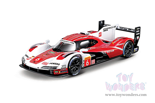 BBurago Race - Porsche 963 #6 Kevin Estre - Andre Lotterer - Laurens Vanthoor "Porsche Penske Motorsport" Drivers' Winner "FIA World Endurance Championship" 2024 (1/43 scale diecast model car, Red/White) 18-38319