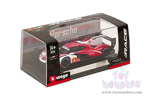 BBurago Race - Porsche 963 #6 Kevin Estre - Andre Lotterer - Laurens Vanthoor "Porsche Penske Motorsport" Drivers' Winner "FIA World Endurance Championship" 2024 (1/43 scale diecast model car, Red/White) 18-38319
