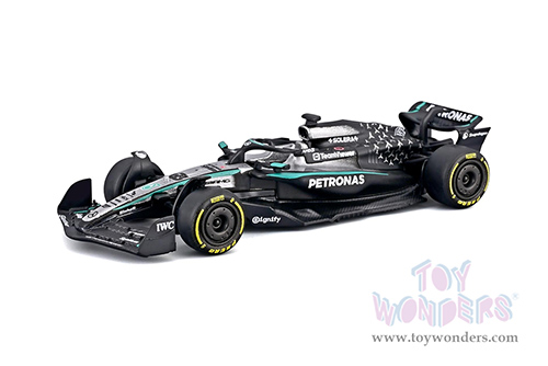 BBurago Formula Racing - Mercedes AMG Petronas W16 #63 George Russell Formula One F1 (2025) (1/64 scale diecast model car, Black/Gray) 18-58002/63