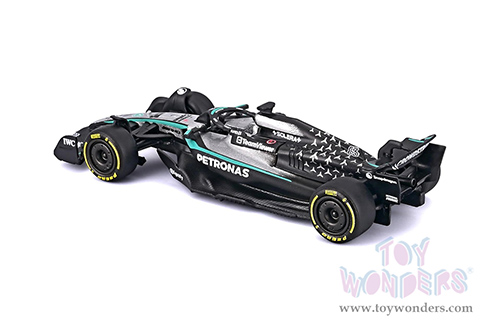 BBurago Formula Racing - Mercedes AMG Petronas W16 #63 George Russell Formula One F1 (2025) (1/64 scale diecast model car, Black/Gray) 18-58002/63