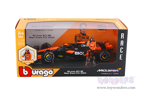Bburago Formula Racing - Formula One F1 Assorted Racing Cars with Driver Figures (1/24 scale diecast model car, Asstd.) 18-60061