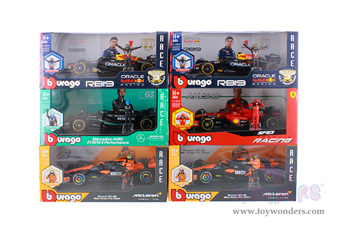 Bburago Formula Racing - Formula One F1 Assorted Racing Cars with Driver Figures (1/24 scale diecast model car, Asstd.) 18-60061