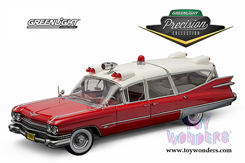Greenlight Precision Collection - Cadillac Ambulance Hardtop (1959, 1/18 scale diecast model car, Red/White) 18001