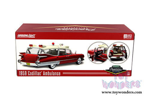 Greenlight Precision Collection - Cadillac Ambulance Hardtop (1959, 1/18 scale diecast model car, Red/White) 18001