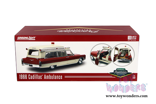 Greenlight Precision Collection - Cadillac Ambulance Hard Top (1966, 1/18 scale diecast model car, Red/White) 18003