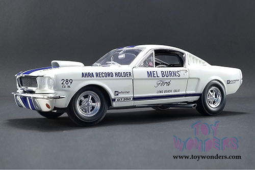 Acme - Mel Burns Drag Shelby&reg; GT350&reg; AHRA Record Holder (1965, 1/18 scale diecast model car, White w/Blue stripes) 1801811