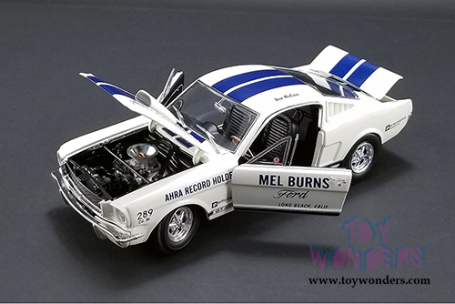 Acme - Mel Burns Drag Shelby&reg; GT350&reg; AHRA Record Holder (1965, 1/18 scale diecast model car, White w/Blue stripes) 1801811