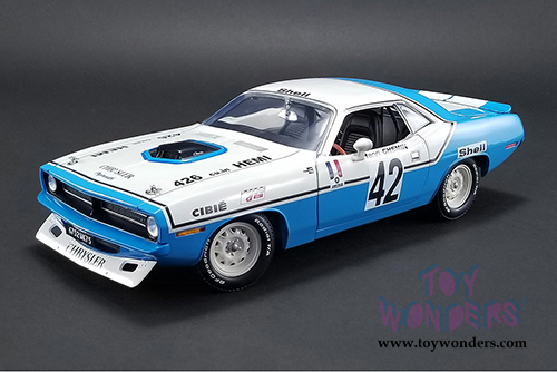 Acme - Plymouth Barracuda #42 Chrysler Of France Henri Chemin Hardtop (1970, 1/18 scale diecast model car, Lite Blue/White) 1806102
