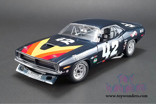 Acme - Plymouth Barracuda Trans Am #42 "Swede Savage" Hardtop (1970, 1/18 scale diecast model car, Dark Blue) 1806103