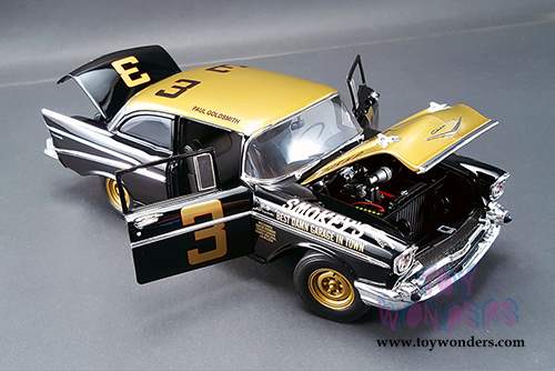 Acme - Smokey's #3 Chevy Daytona Tribute Car Hardtop (1957, 1/18 scale diecast model car, Black w/Yellow) 1807001
