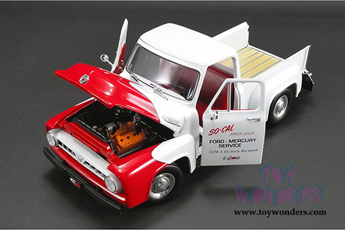 Acme - Ford F100 So-Cal Speed Shop Push Truck (1953, 1/18 scale diecast model car, White/Red) 1807208