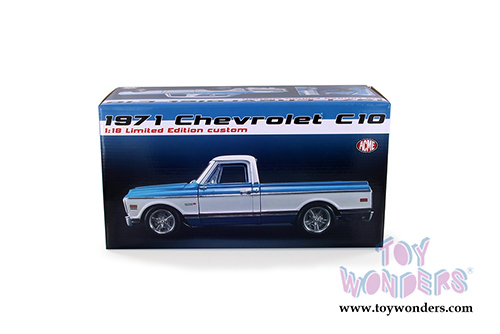 Acme - Chevrolet&reg; C10 Custom Pickup Truck (1971, 1/18 scale diecast model car, Blue w/White) 1807209