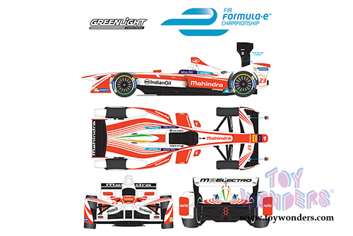 Greenlight - FIA Formula-e Nick Heidfeld/ Mahindra Racing Show Car #23 (2016-17, 1/18 scale diecast model car, White w/Red) 18103