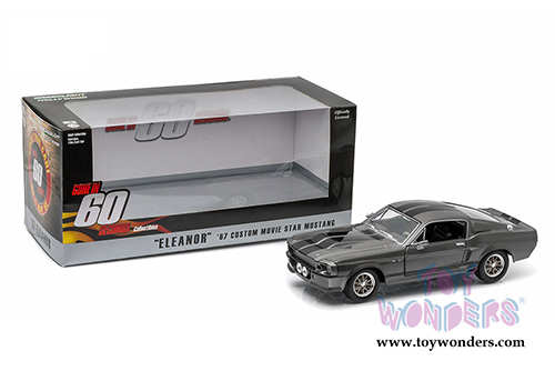 Greenlight Hollywood - Eleanor from "Gone in 60 Seconds" - Custom Ford Mustang Hard Top (1967, 1/24 scale diecast model car, Grey w/ Black Stripes) 18220