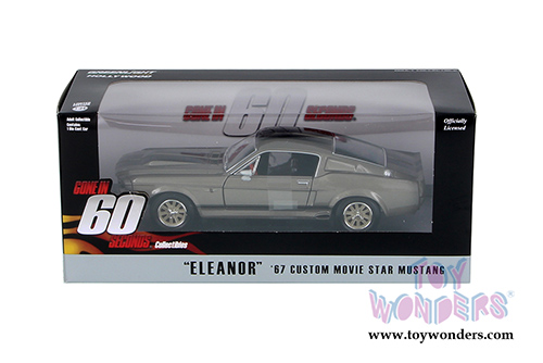 Greenlight Hollywood - Eleanor from "Gone in 60 Seconds" - Custom Ford Mustang Hard Top (1967, 1/24 scale diecast model car, Grey w/ Black Stripes) 18220