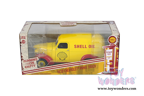 Greenlight - Running on Empty | Shell Oil Chevrolet&reg; Panel Truck (1939, 1/24 scale diecast model car, Yellow/Red) 18237
