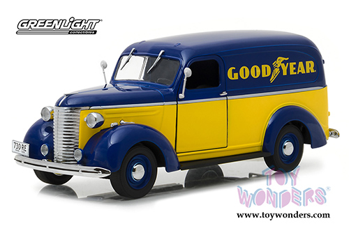 Greenlight - Running on Empty | Goodyear Tires Chevrolet&reg; Panel Truck (1939, 1/24 scale diecast model car, Yellow/Blue) 18243