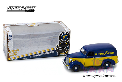 Greenlight - Running on Empty | Goodyear Tires Chevrolet&reg; Panel Truck (1939, 1/24 scale diecast model car, Yellow/Blue) 18243