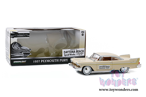 Greenlight - Plymouth Fury - Daytona Beach Speed Weeks (1957, 1/24 scale diecast model car, Cream/Gold) 18257