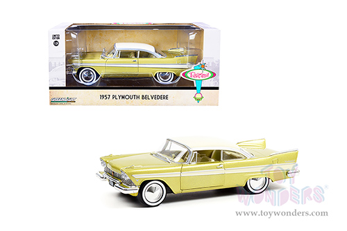 Greenlight - Plymouth Belvedere - Tulsa, Oklahoma "Tulsarama" Underground Vault 1957 (1957, 1/24 scale diecast model car, Desert Gold/Sand Dune White) 18260