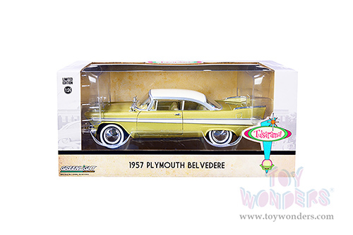 Greenlight - Plymouth Belvedere - Tulsa, Oklahoma "Tulsarama" Underground Vault 1957 (1957, 1/24 scale diecast model car, Desert Gold/Sand Dune White) 18260