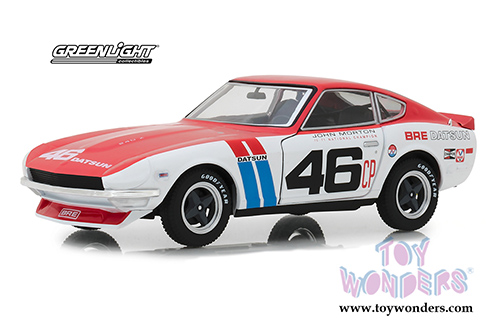 Greenlight - Tokyo Torque BRE (Brock Racing Enterprises) #46 Datsun 240Z Hardtop (1970, 1/24 scale diecast model car, White/Pink) 18301