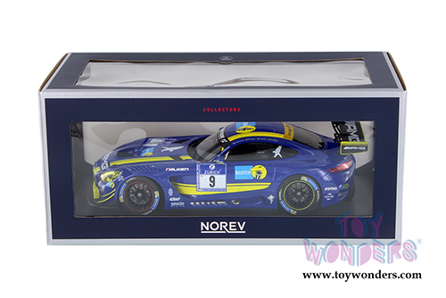 Norev - Mercedes-Benz AMG GT3 Race Car #9 Team Black Falcon 4th Place 24h Nurburgring Haupt/ Buurman/ Engel/ Muller (2016, 1/18 scale diecast model car, Blue & Yellow) 183493