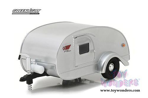 Greenlight - Hitch & Tow Trailers Series 2 | Ken Skill Tear Drop Trailer with Accessories (1947, 1/24 scale diecast model car, Silver) 18420A/12