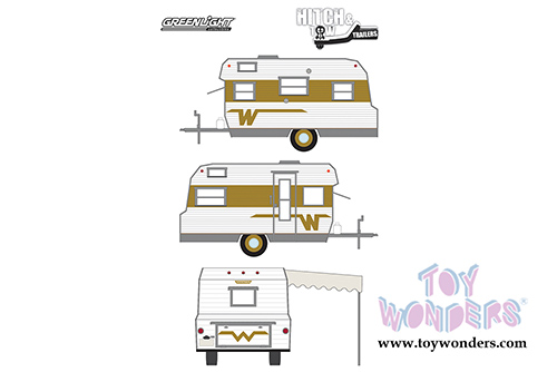 Greenlight - Hitch & Tow Trailers Series 2 | Winnebago 216 Trailer (1964, 1/24 scale diecast model car, White w/Gold) 18420B/12