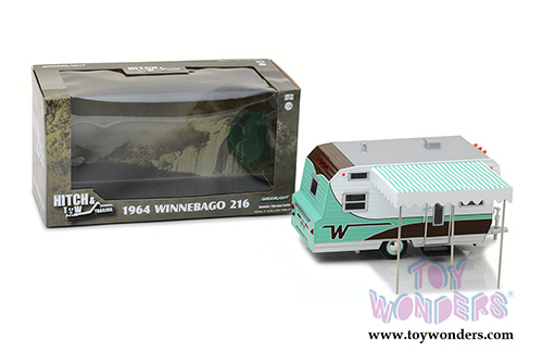 Greenlight - Hitch & Tow Trailers Series 3 | Winnebago 216 Travel Trailer (1964, 1/24 scale diecast model car, White/Green) 18430B/12