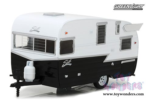 Greenlight - Hitch & Tow Trailers Series 4 | Shasta 15 ft. Airflyte Camper Trailer (1/24 scale diecast model car, Black/White) 18440B/12