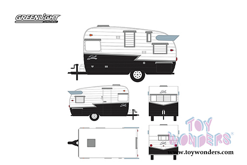 Greenlight - Hitch & Tow Trailers Series 4 | Shasta 15 ft. Airflyte Camper Trailer (1/24 scale diecast model car, Black/White) 18440B/12