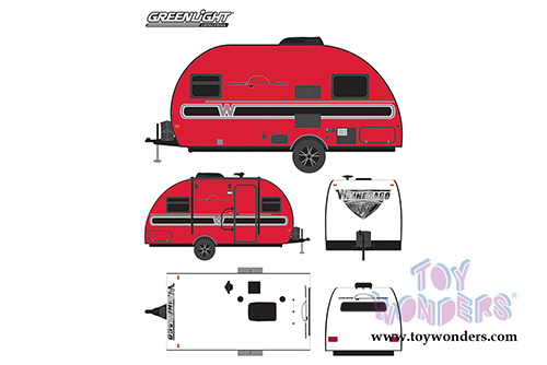 Greenlight - Hitch & Tow Trailers Series 5 | Winnebago Winnie Drop Travel Trailer (2017, 1/24 scale diecast model car, White/Red) 18450B/12