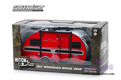 Greenlight - Hitch & Tow Trailers Series 5 | Winnebago Winnie Drop Travel Trailer (2017, 1/24 scale diecast model car, White/Red) 18450B/12