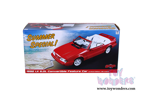 GMP - Ford Mustang LX 5.0L Convertible (1992, 1/18 scale diecast model car, Vibrant Red/White) 18822