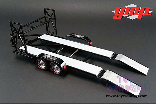 GMP - Tandem Car Trailer with Tire Rack Gas Monkey Garage (1/18 scale diecast mode, Black) 18836