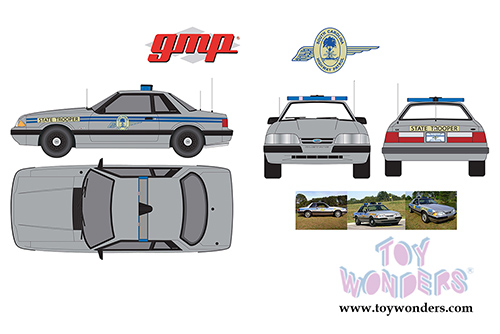 GMP - Ford Mustang South Carolina Highway Patrol SSP (1991, 1/18 scale diecast model car, White w/Blue) 18844