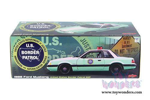 GMP - Ford Mustang United States Border Patrol SSP (1988, 1/18 scale diecast model car, Turquoise w/White) 18845
