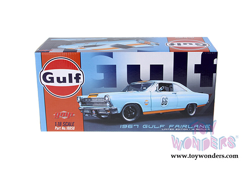 GMP - Ford Fairlane #66 Gulf Oil Street Fighter Hardtop (1967, 1/18 scale diecast model car, Blue w/Orange) 18858