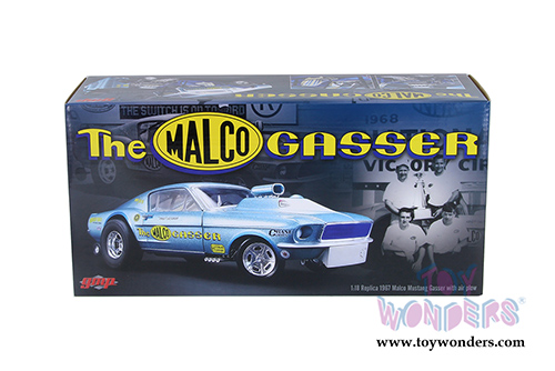 GMP - Ohio George’s 1967 Ford Mustang Malco Gasser with Airflow Front Spoiler (1967, 1/18 scale diecast model car, Blue) 18879