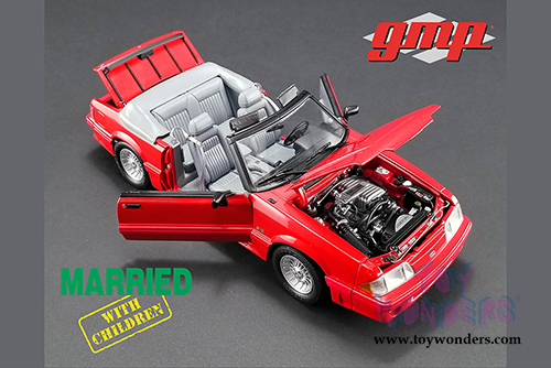 GMP - Ford Mustang 5.0 Convertible Red "Married with Children" (1987-1997) TV Series (1988, 1/18 scale diecast model car, Red) 18904