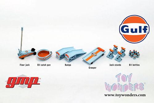 GMP - Gulf Oil Shop Tool Set 2 (1:18 Scale, Light Blue/Orange) 18942