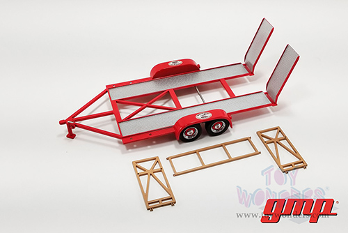 18963 GMP Greenlight Busted Knuckle Garage Tandem Car Trailer with Tire Rack model diecast car accessories